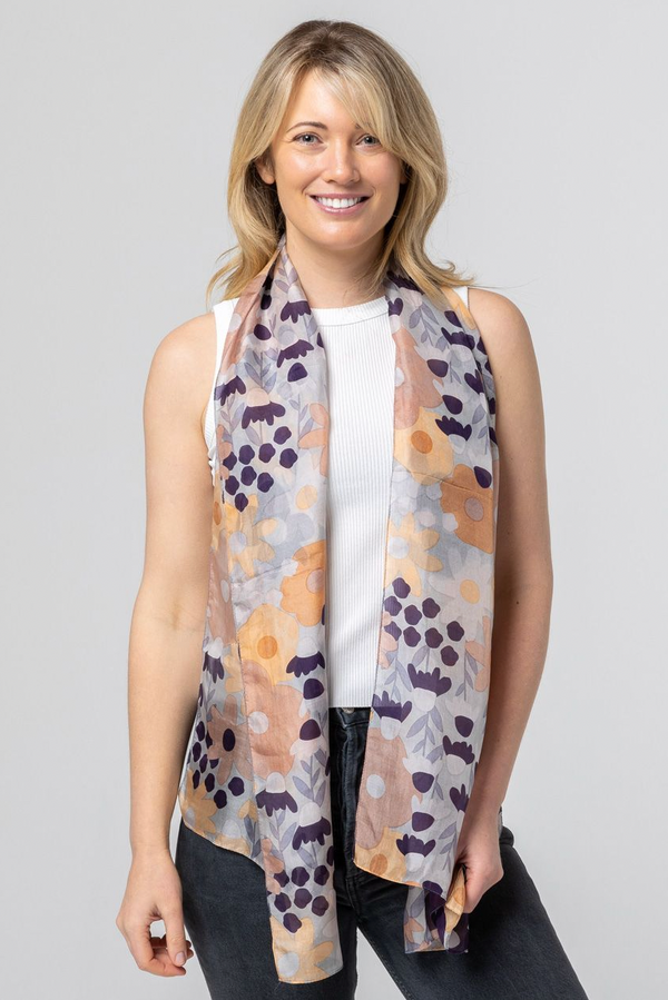 Echinacea Silk Scarf - Tan/Apricot