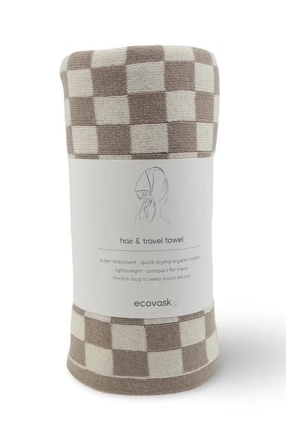 Hair & Travel Towel - Hummus Chequer