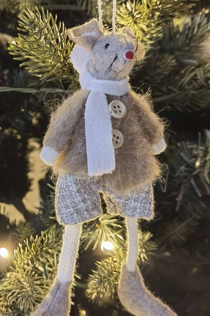 Elegant Hanging Boy or Girl Mouse Bisque/White