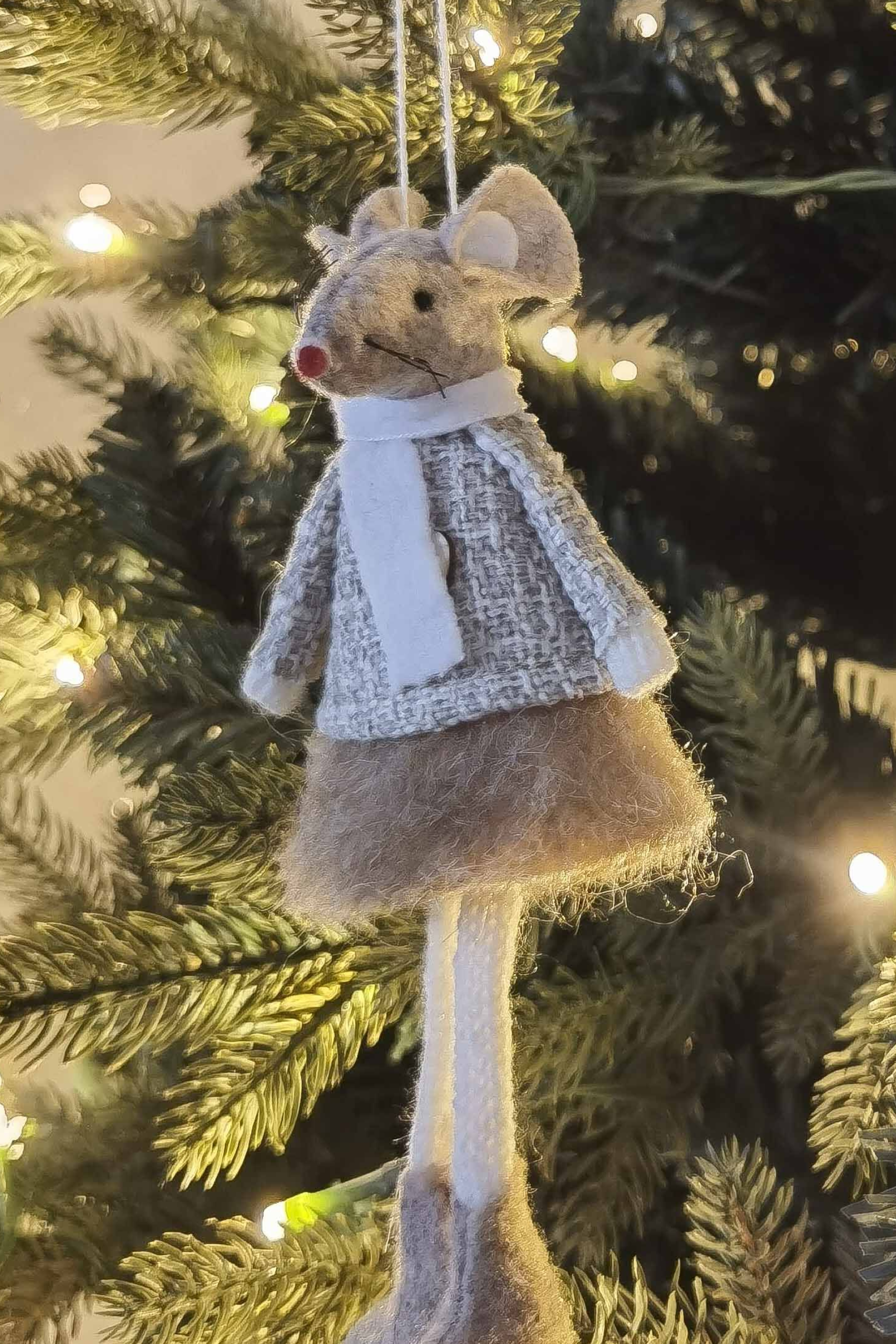 Elegant Hanging Boy or Girl Mouse Bisque/White