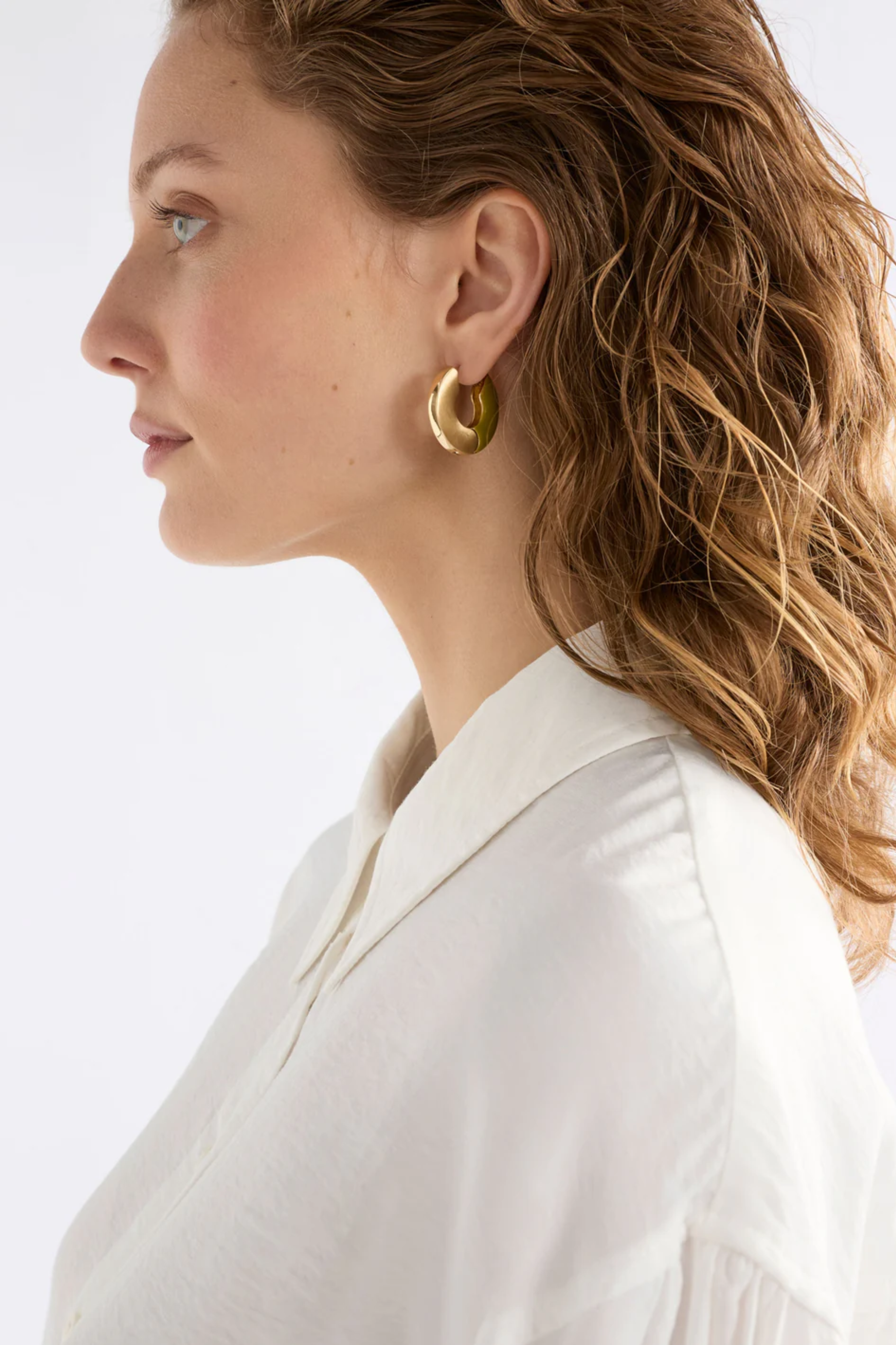 Elk Itva Hoop Earring - Chartreuse