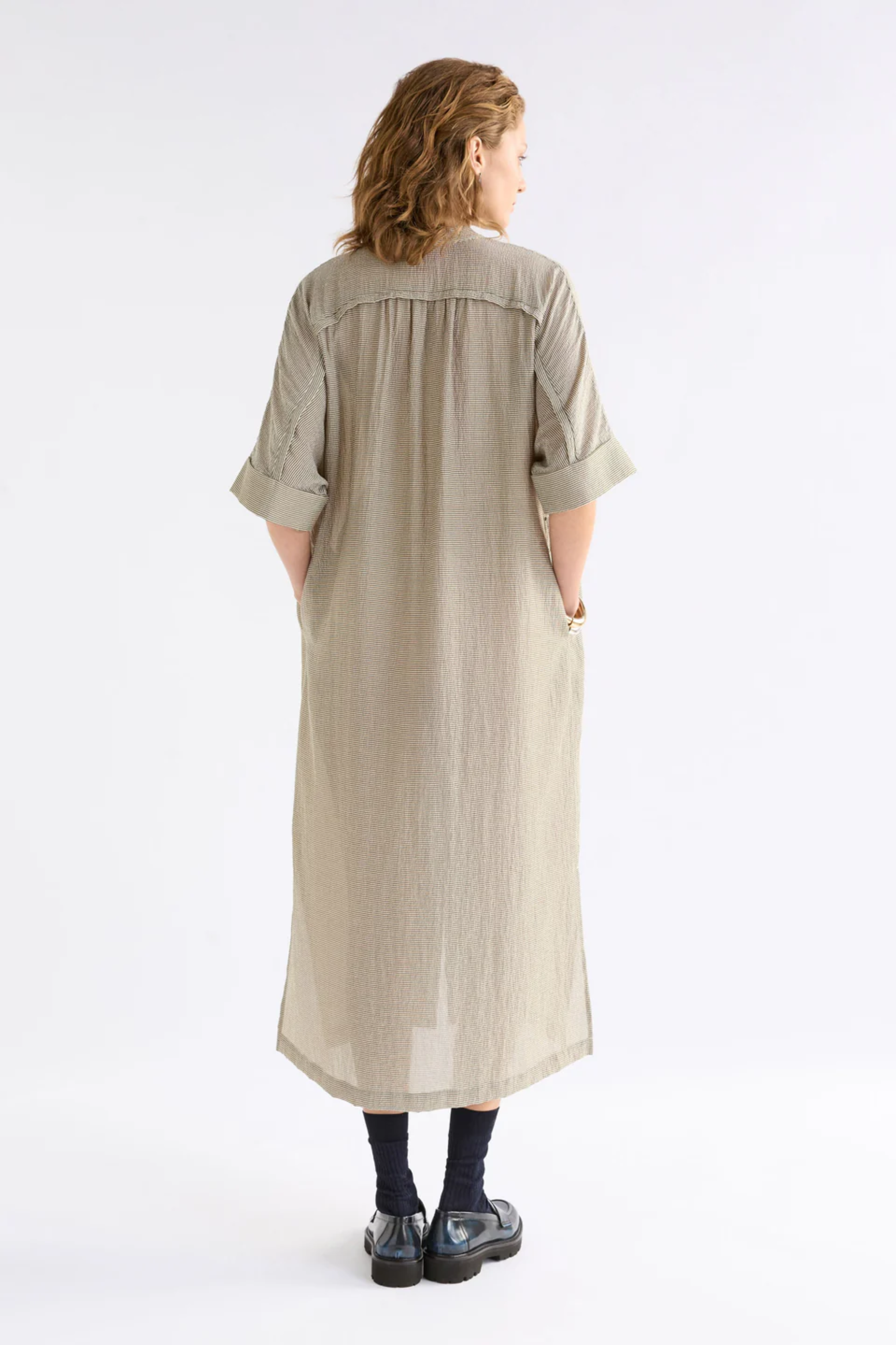 Elk Porta Dress - Olive Stripe