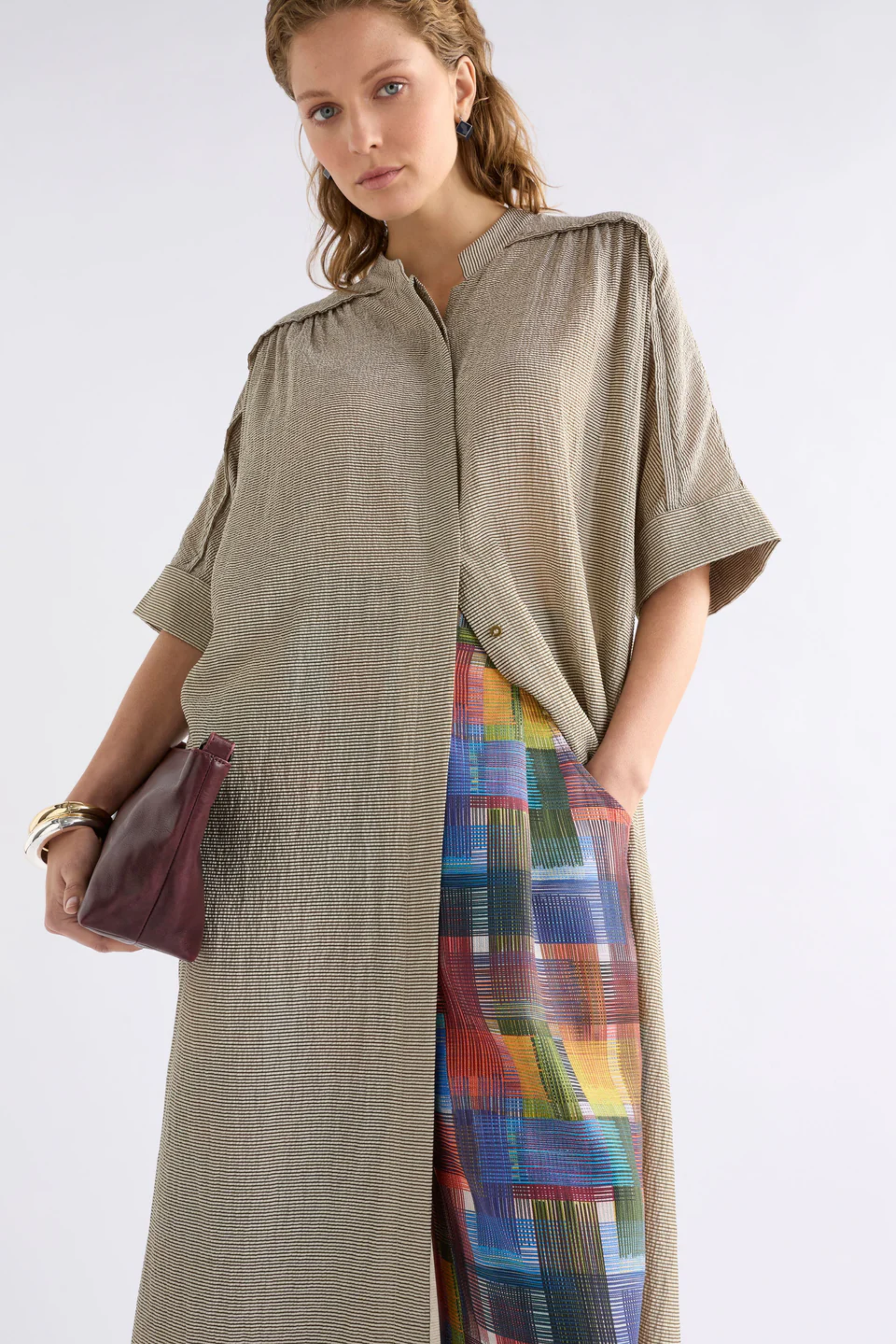 Elk Porta Dress - Olive Stripe