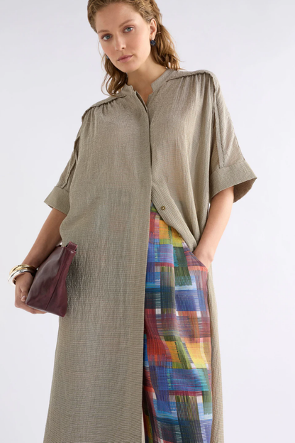 Elk Porta Dress - Olive Stripe