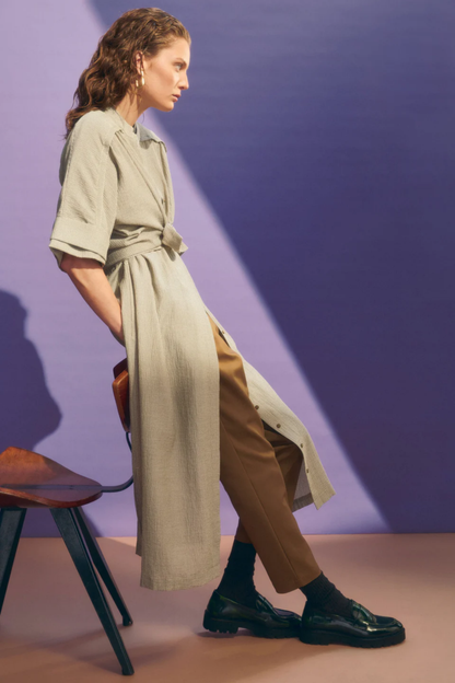 Elk Porta Dress - Olive Stripe