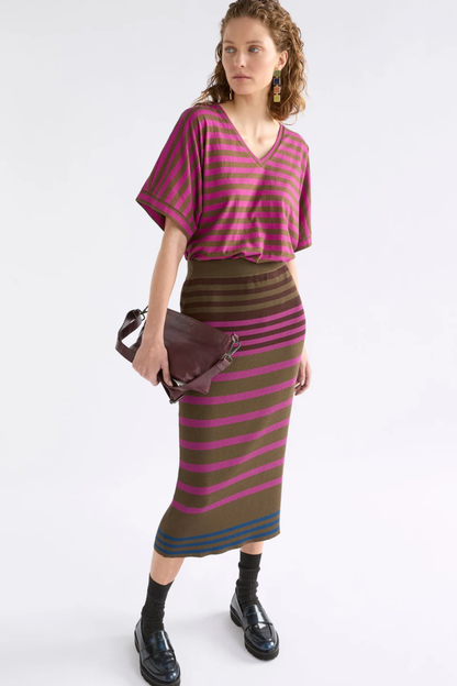 Elk Seter Tee - Olive/Fuchsia