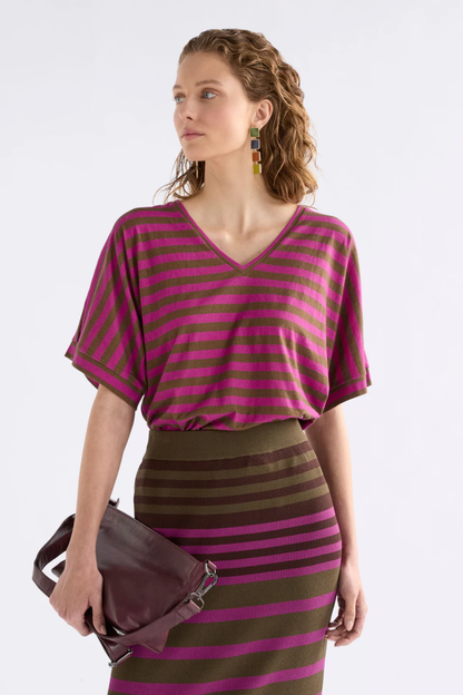Elk Seter Tee - Olive/Fuchsia