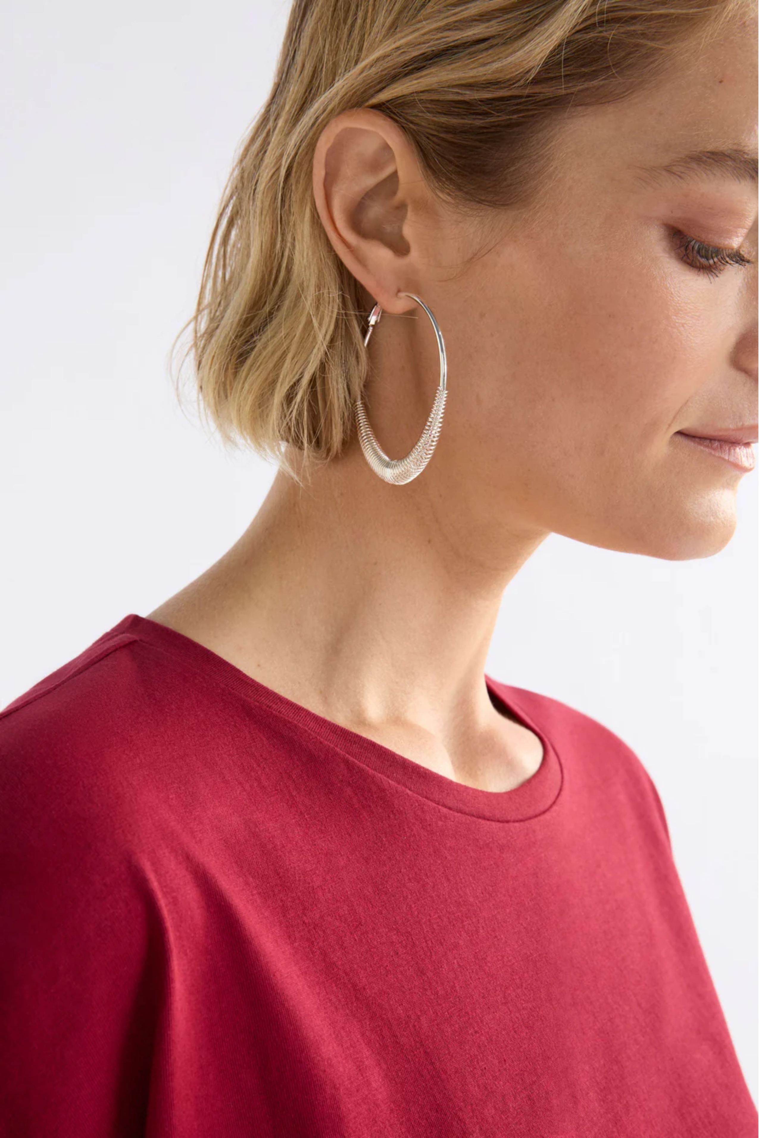 Elk Solf Metallic Hoop Earring - Silver