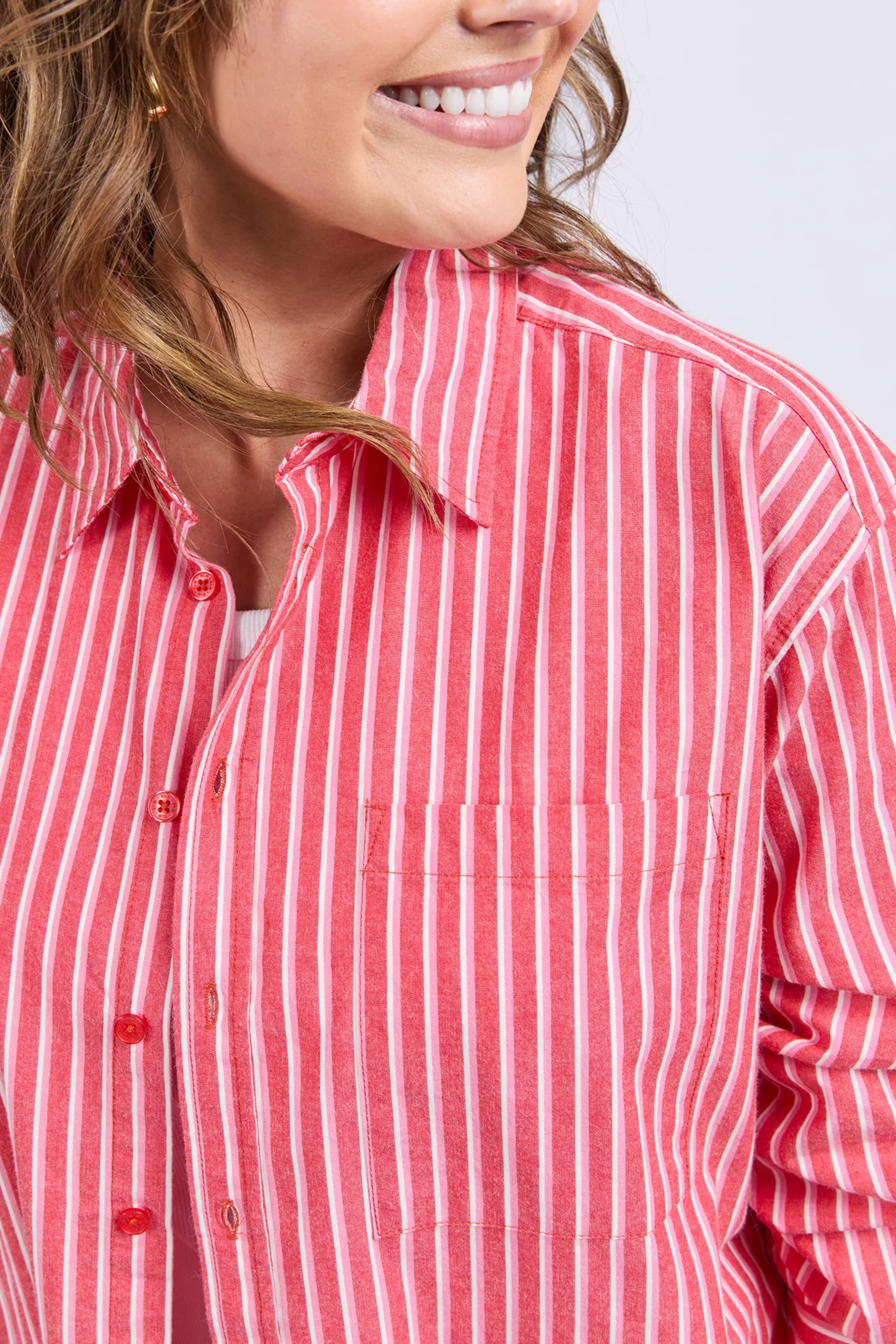 Elm Frankie Striped Shirt - Cayenne Stripe