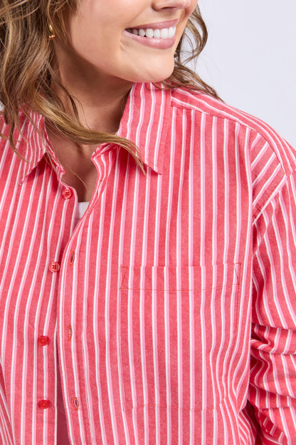 Elm Frankie Striped Shirt - Cayenne Stripe