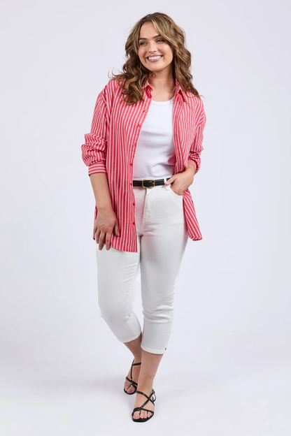Elm Frankie Striped Shirt - Cayenne Stripe