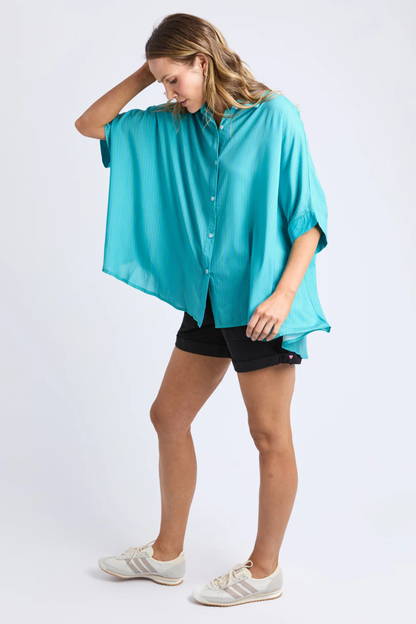 Elm Luna Shirt - Gumdrop Green Stripe