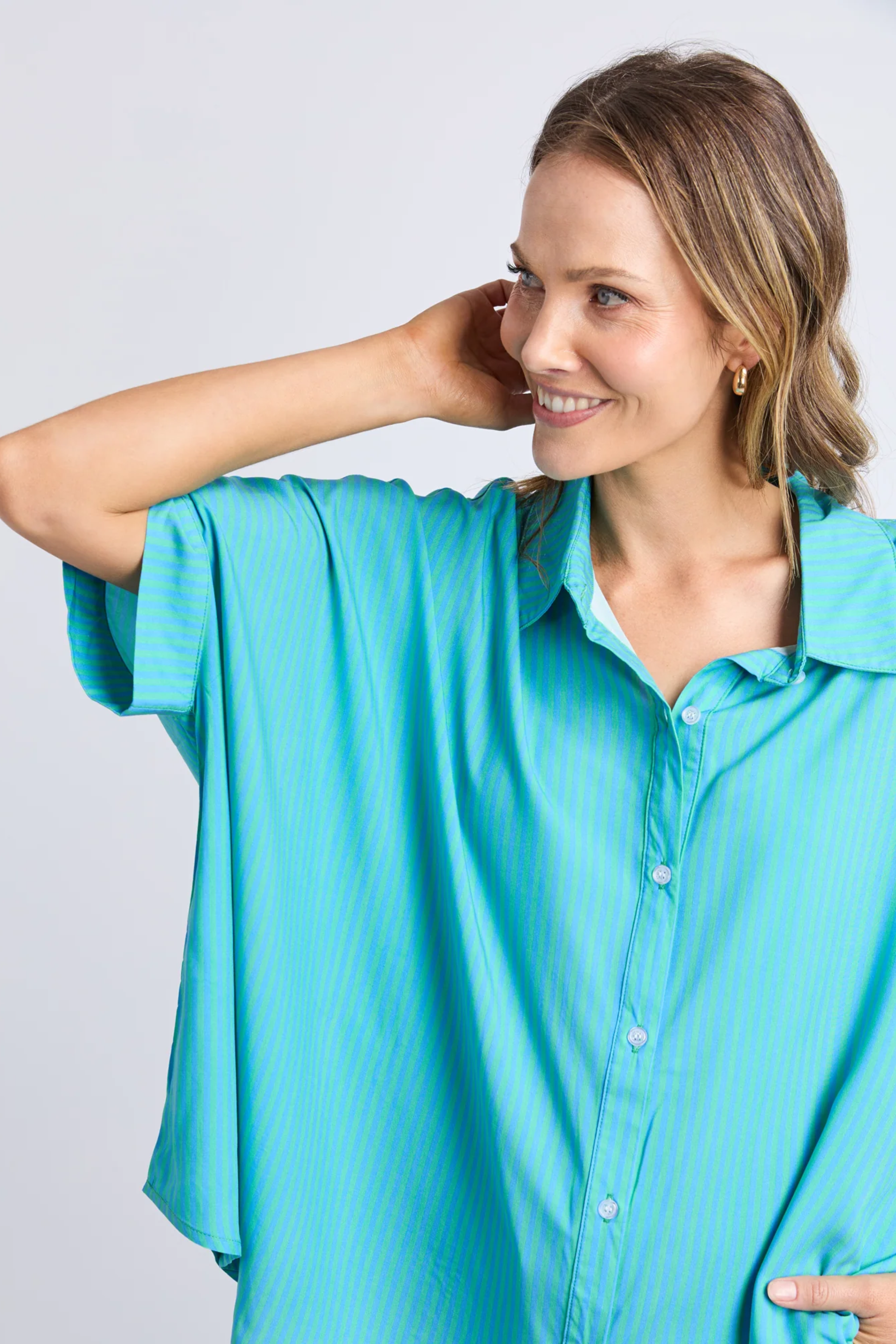 Elm Luna Shirt - Gumdrop Green Stripe