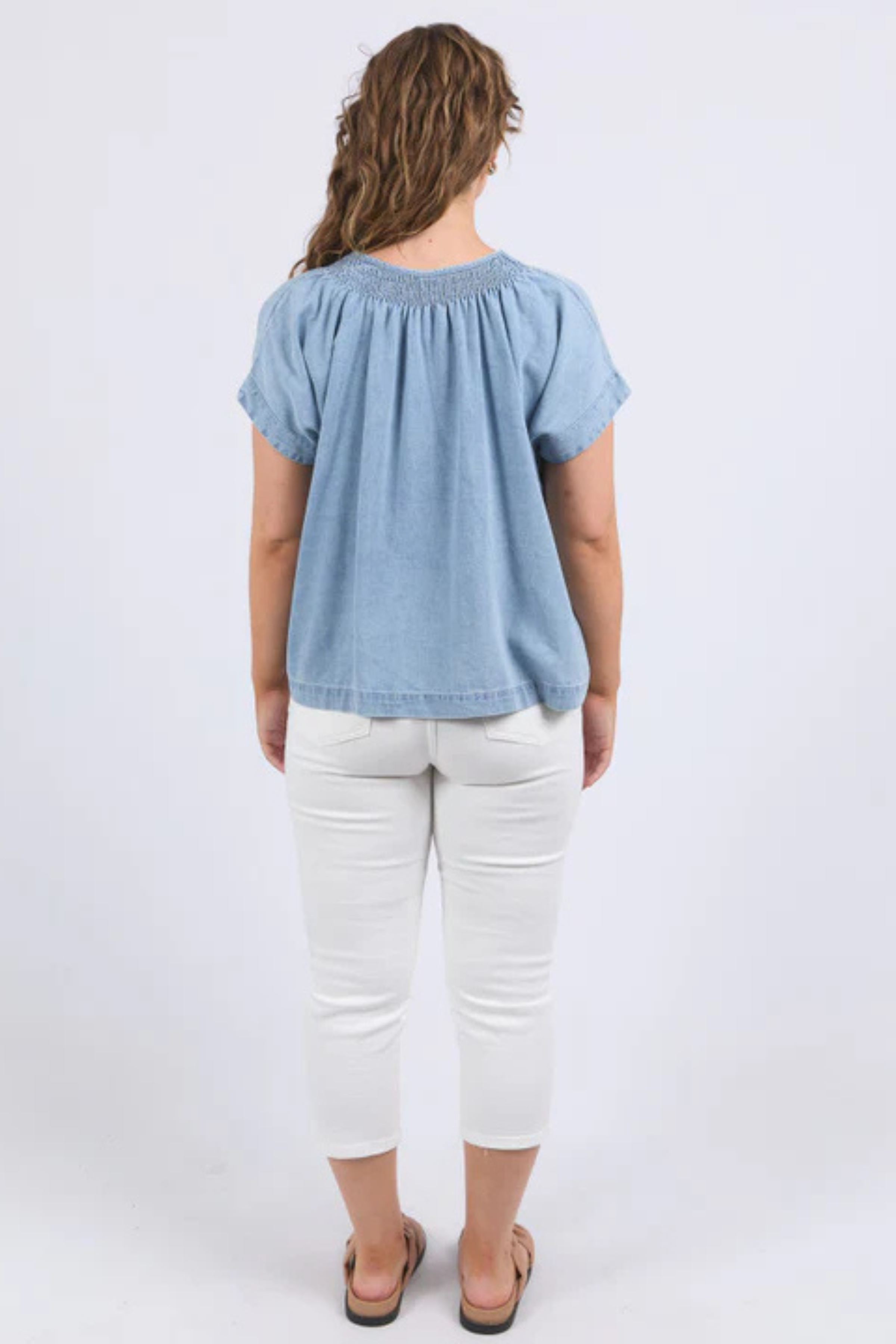 Elm Ruth Denim Top - Light Blue Wash