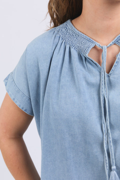 Elm Ruth Denim Top - Light Blue Wash