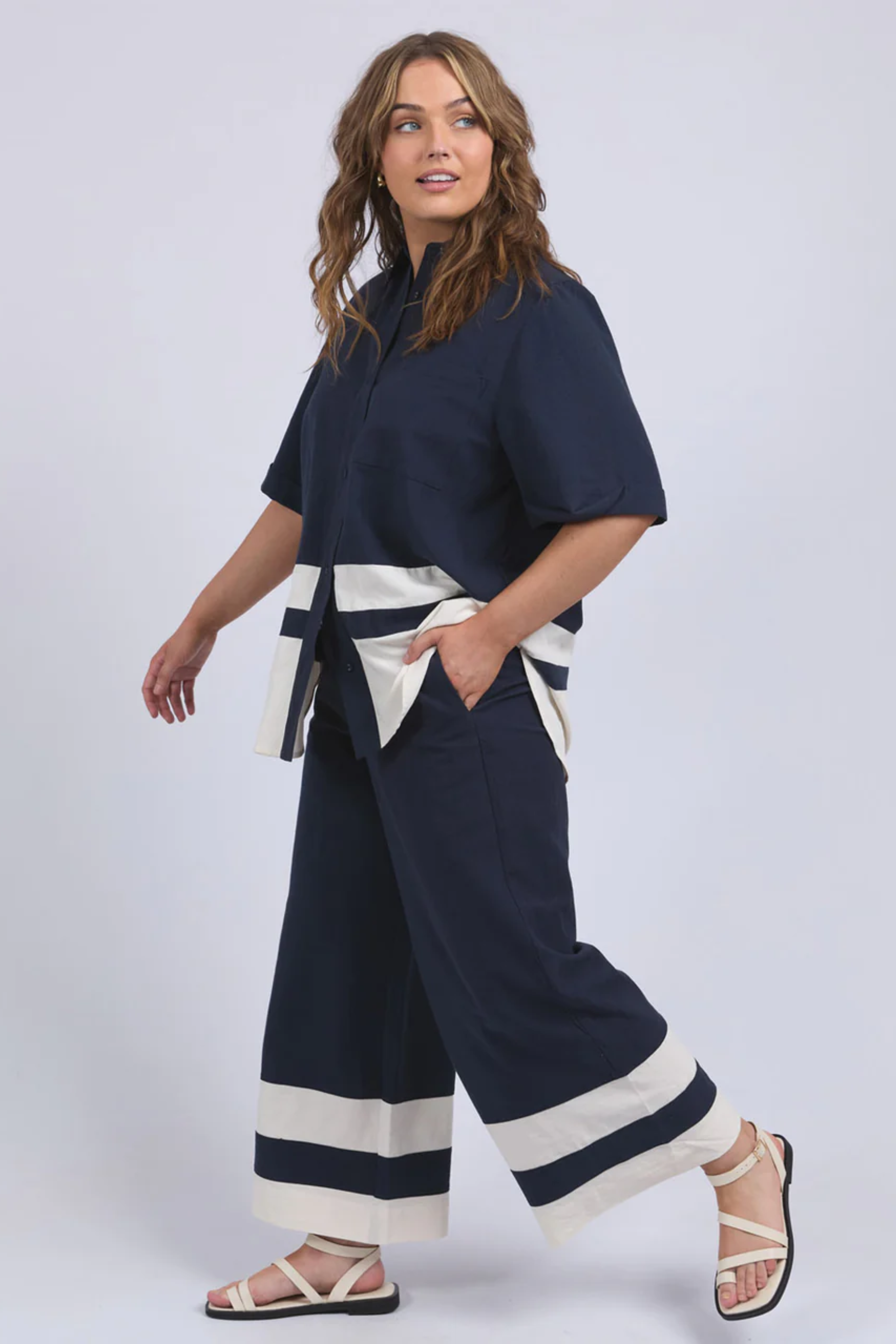 Elm Scarlet Pant - Navy Stripe