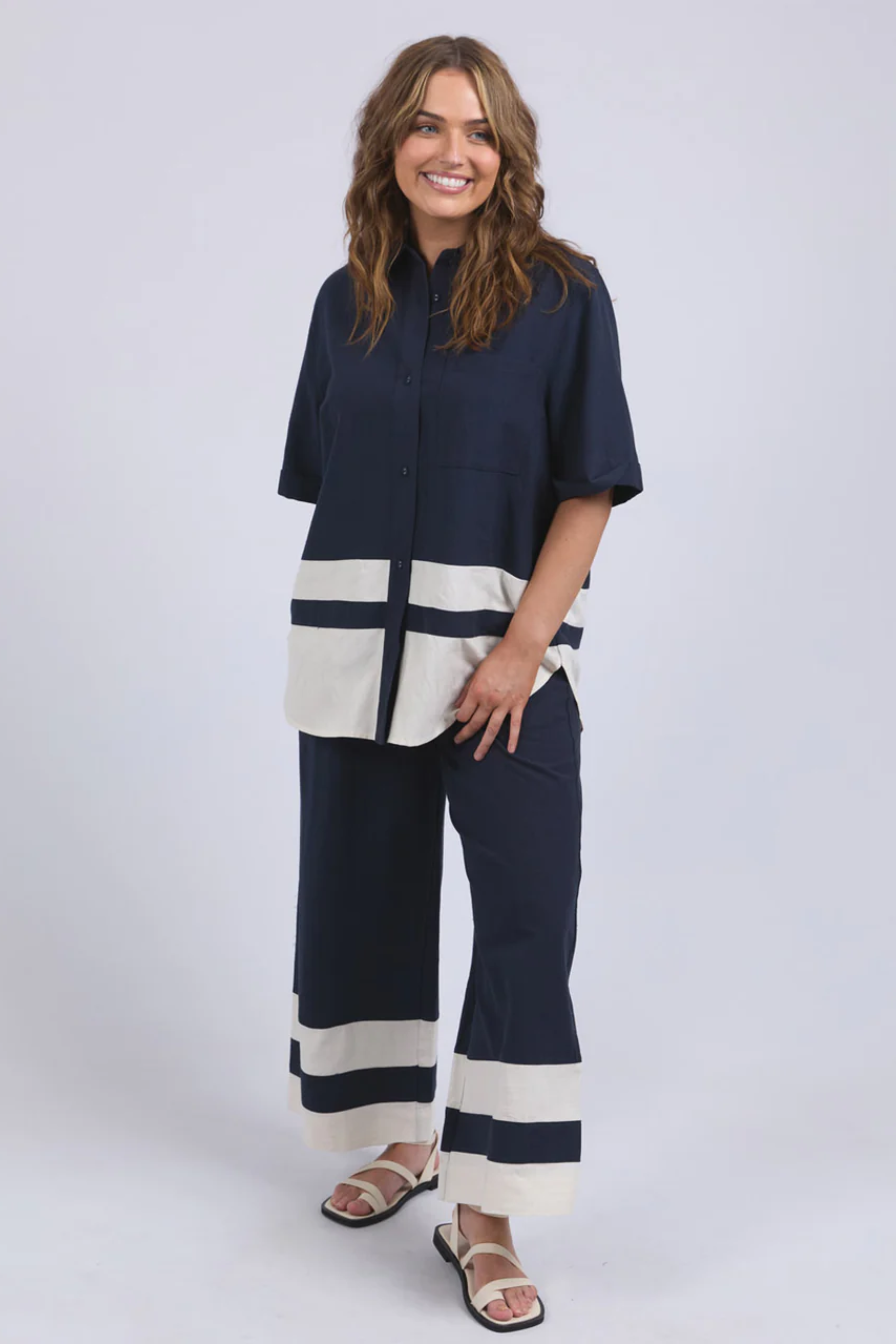 Elm Scarlet Pant - Navy Stripe