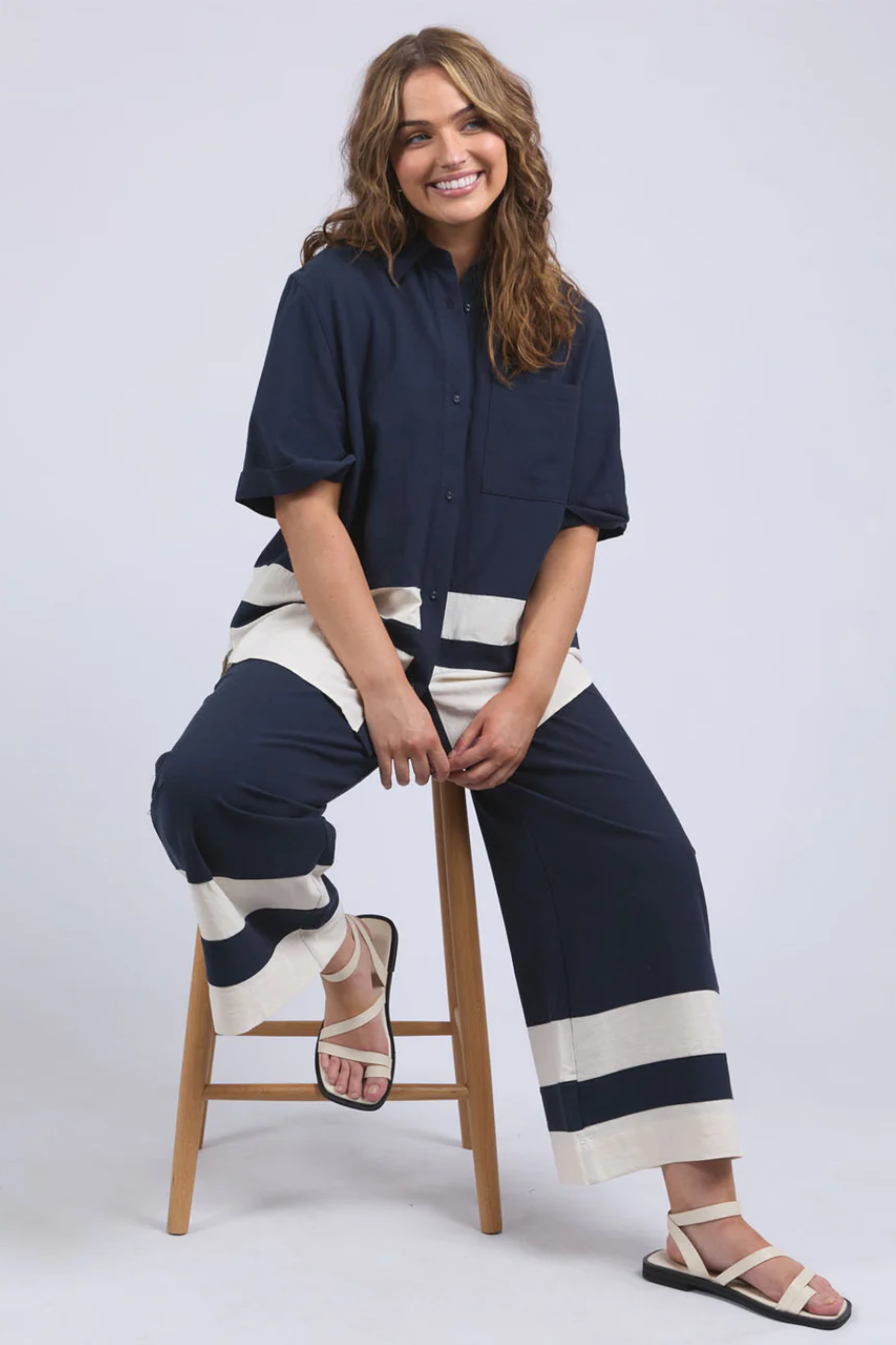 Elm Scarlet Shirt - Navy Stripe