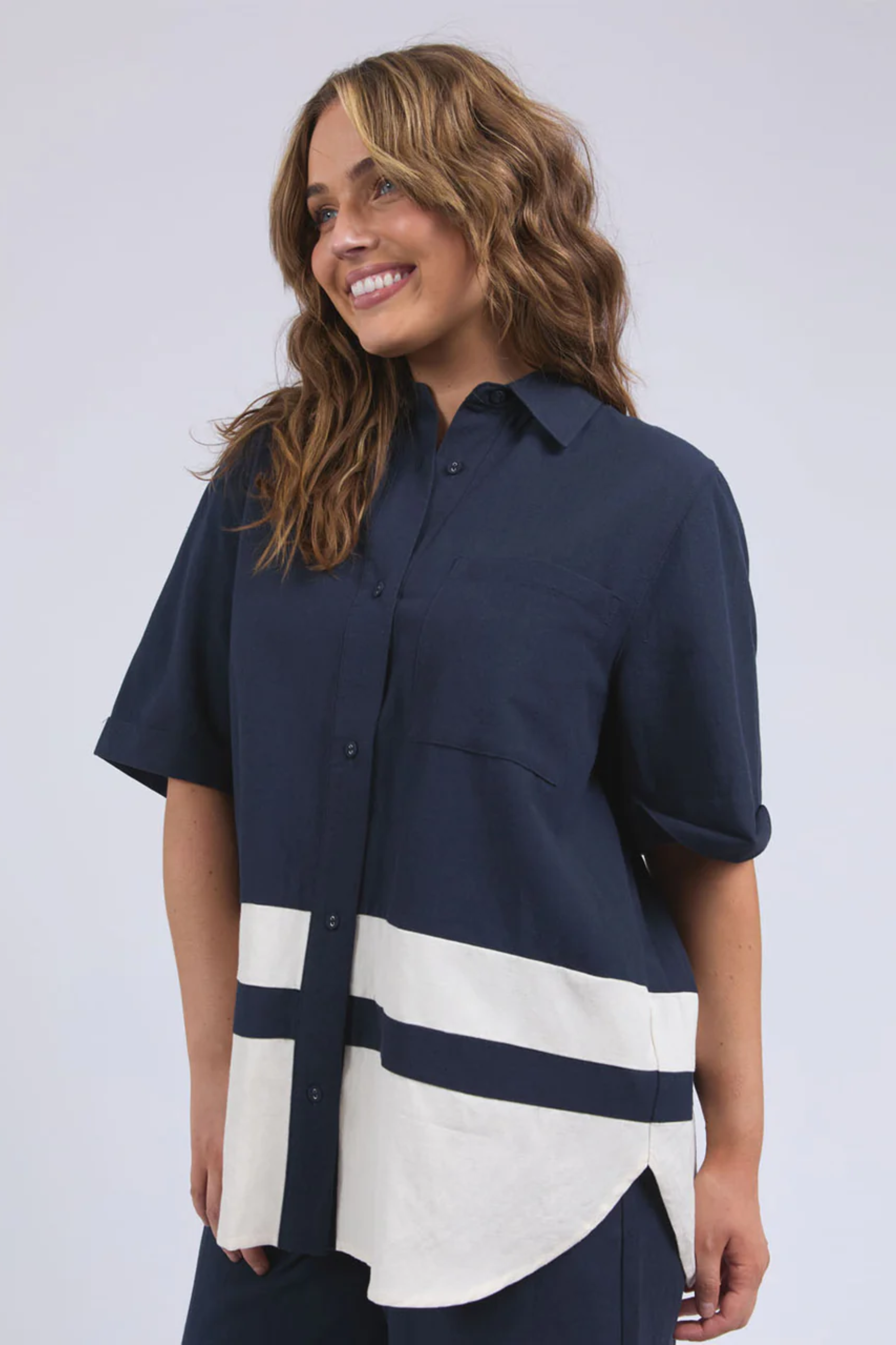 Elm Scarlet Shirt - Navy Stripe