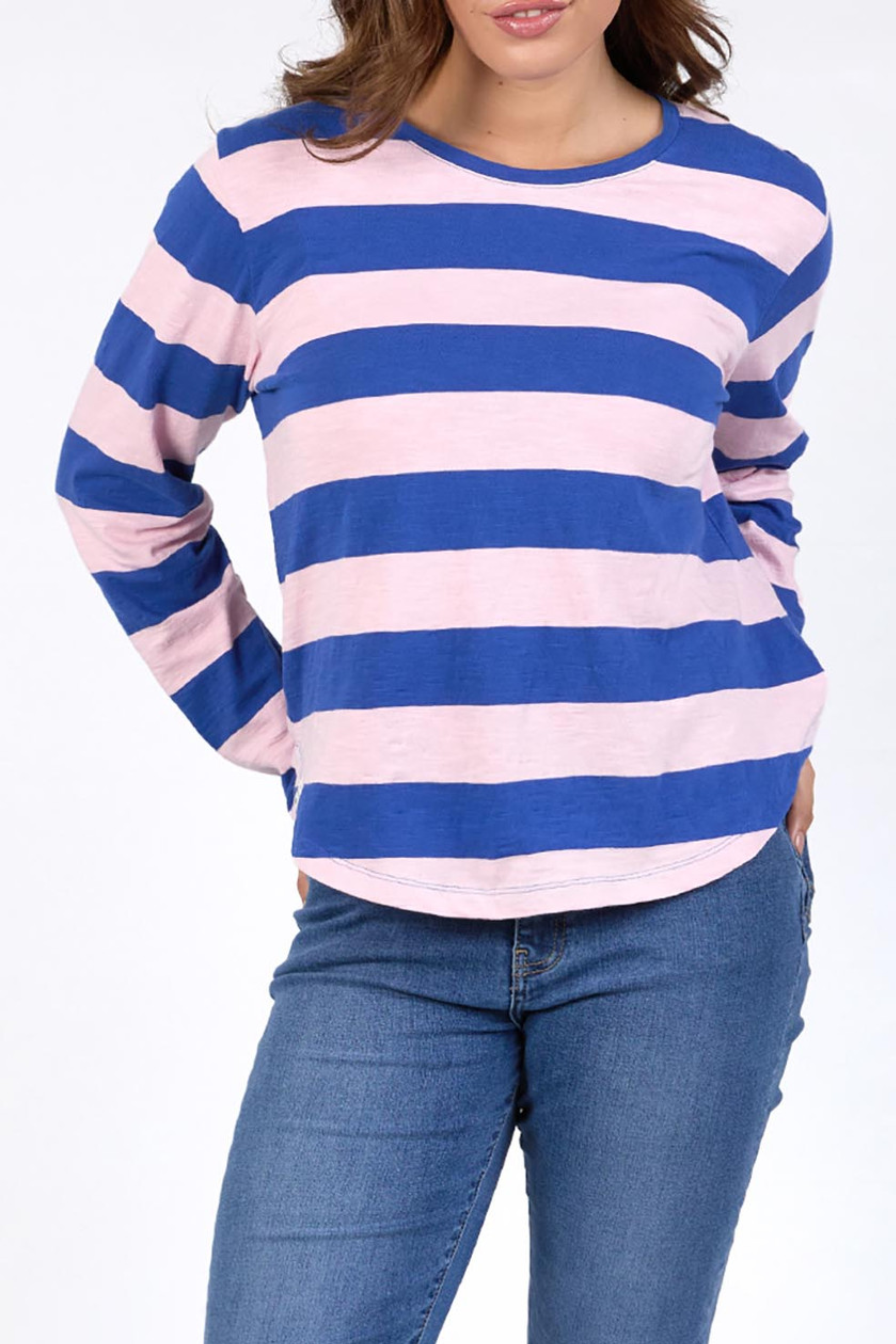 Elm Spritz Stripe L/S Tee - Blue/Pink Stripe