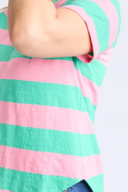 Elm Spritz Stripe S/S Tee- Green/Pink