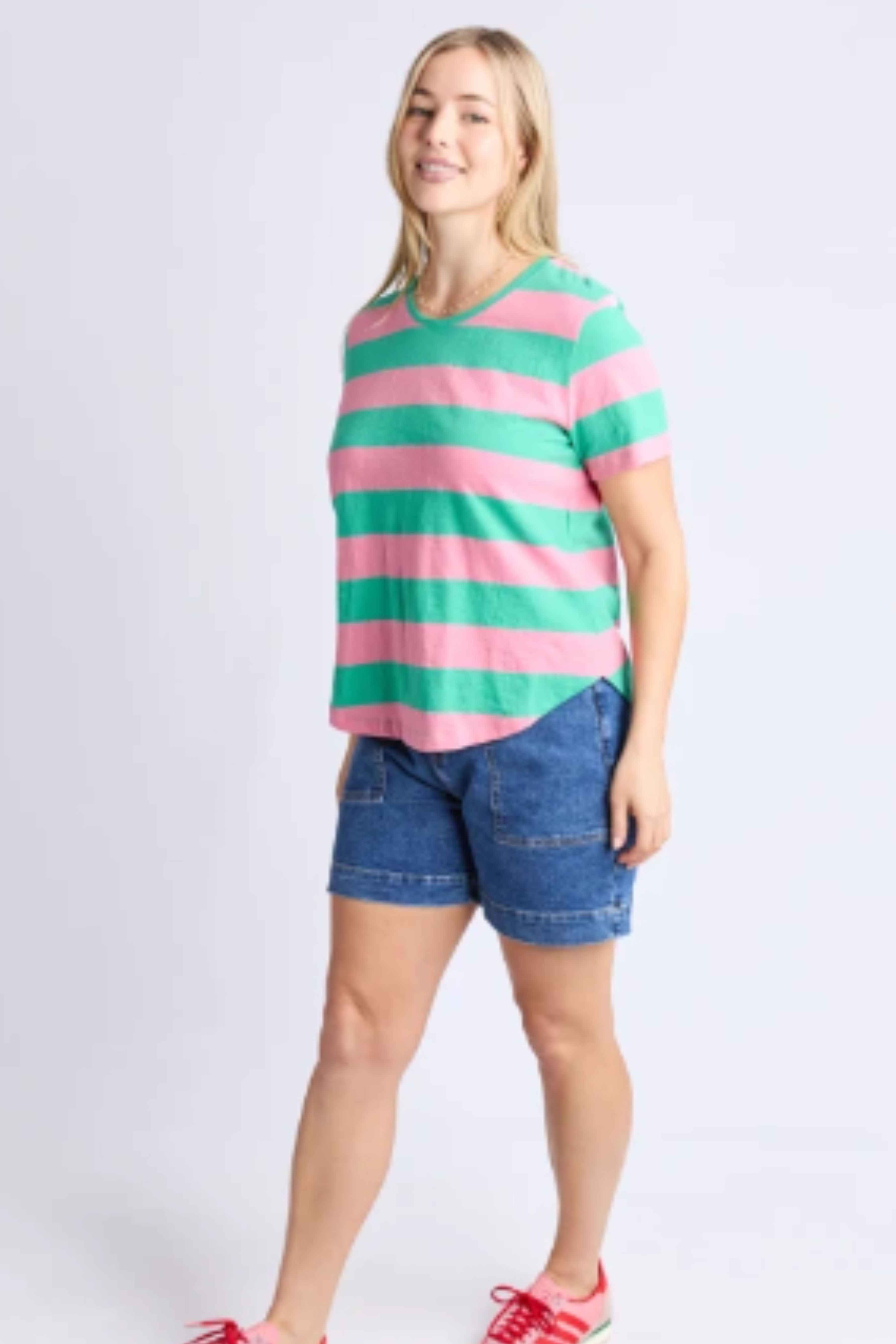 Elm Spritz Stripe S/S Tee- Green/Pink