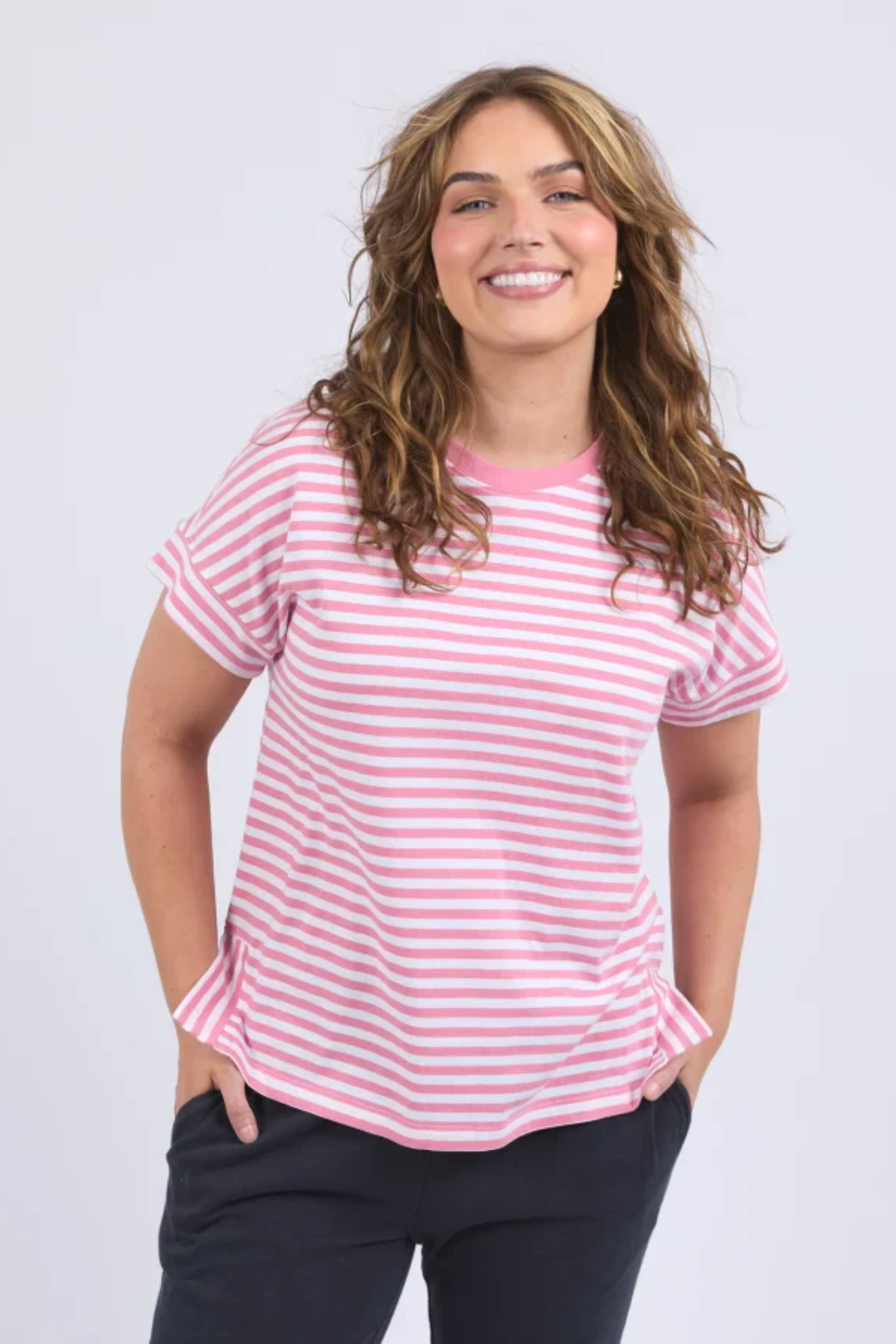 Elm Yara Stripe S/S Tee - Rose