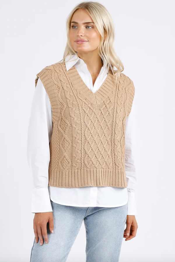 Eva Knitted Vest - Tan