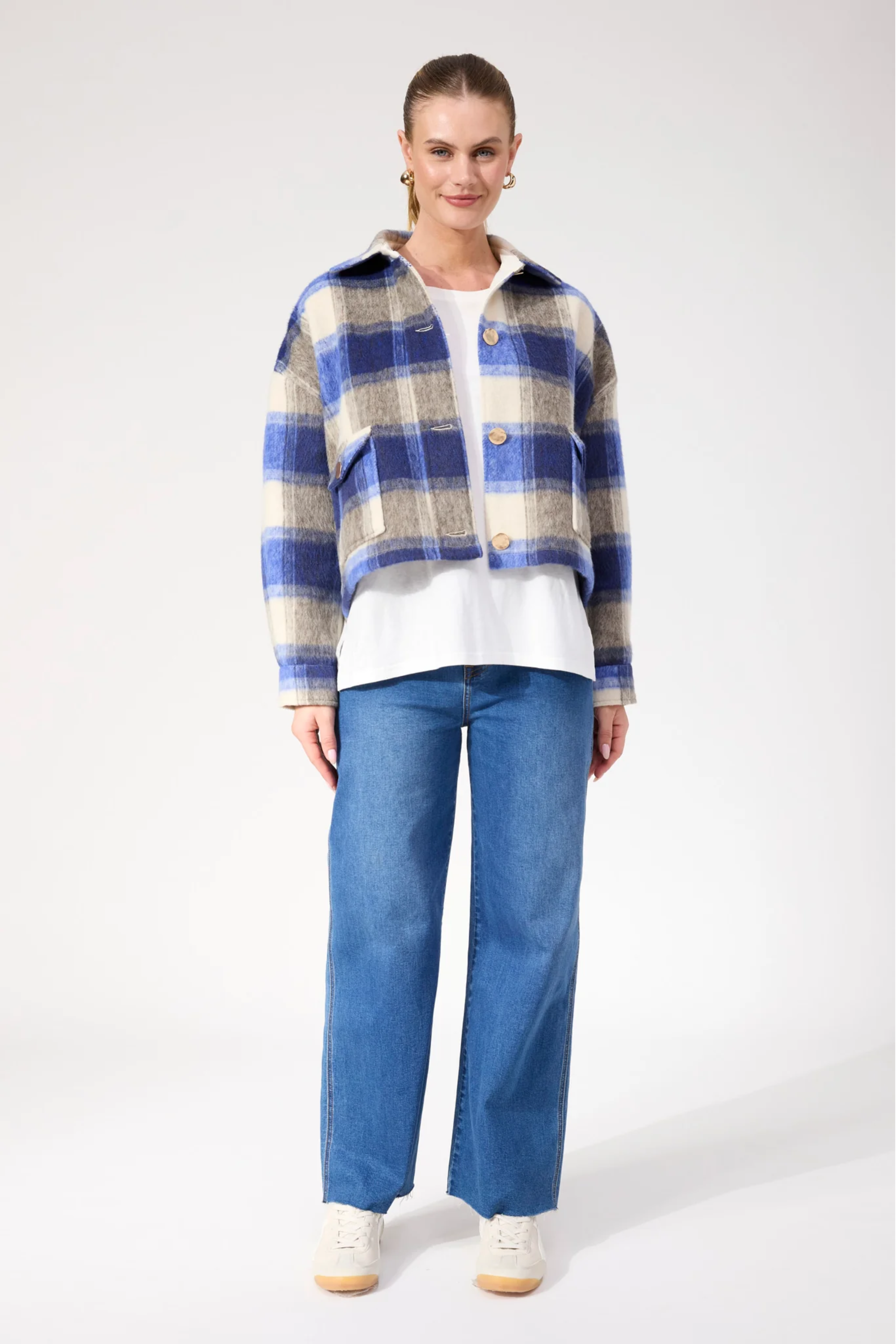 Fargo Cropped Jacket - Blue