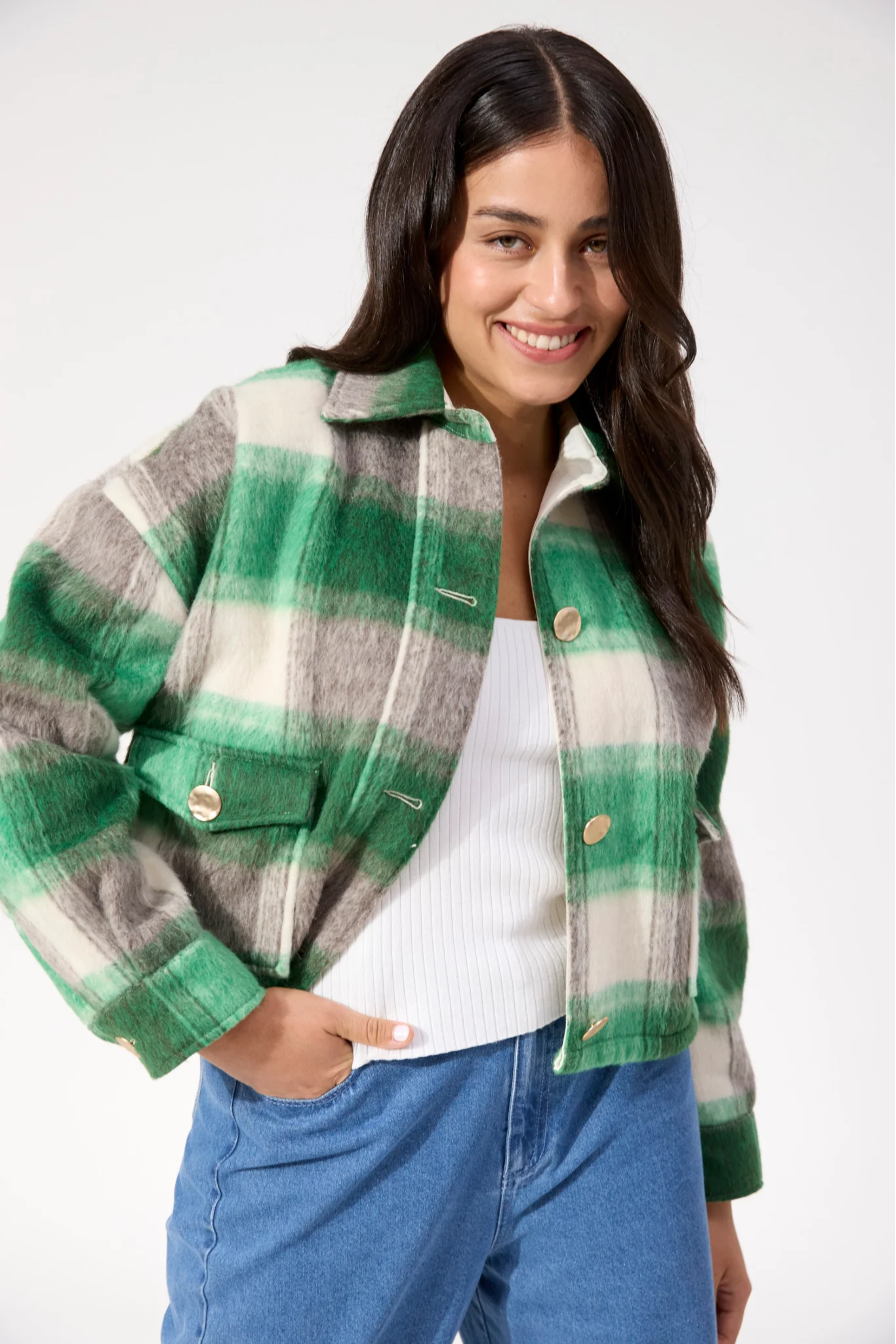 Fargo Cropped Jacket - Green
