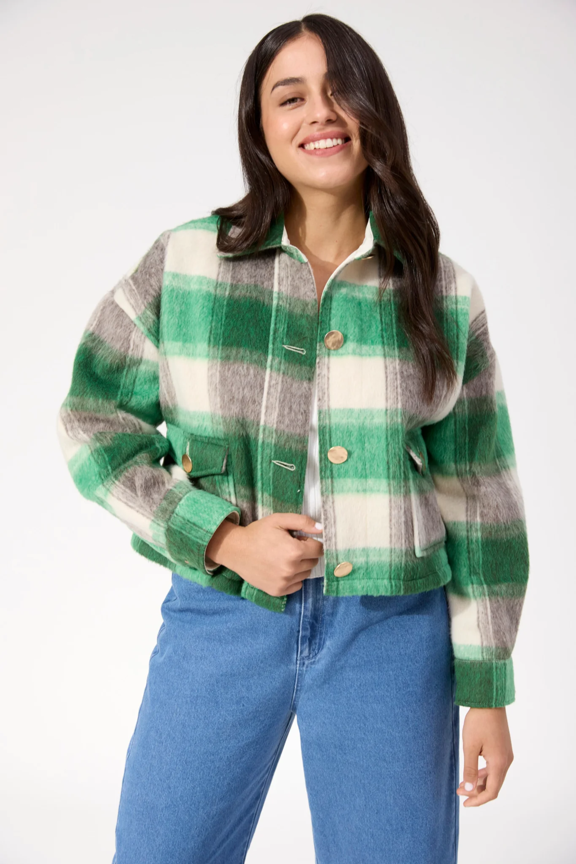 Fargo Cropped Jacket - Green