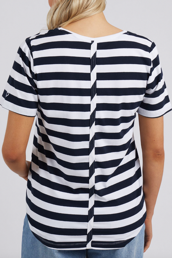 Fortune Stripe Vee Tee - White
