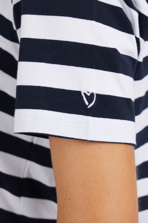 Fortune Stripe Vee Tee - White