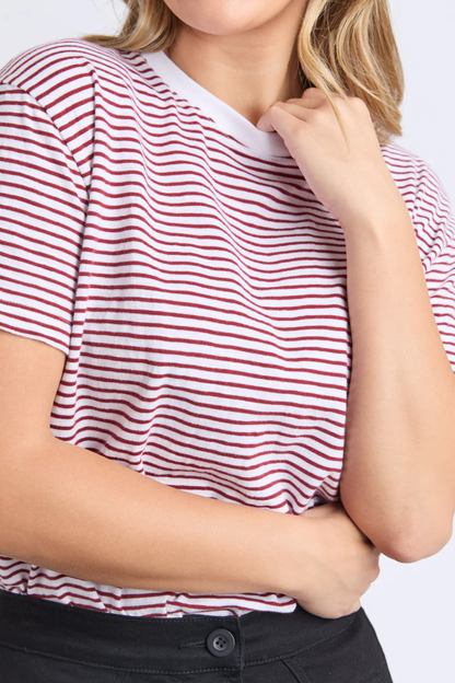 Foxwood Hutch Stripe Tee - Russet/White Stripe