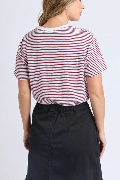 Foxwood Hutch Stripe Tee - Russet/White Stripe