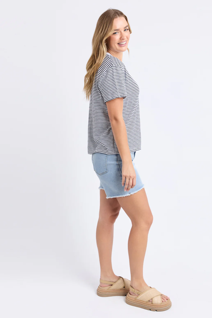 Foxwood Hutch Stripe Tee - White