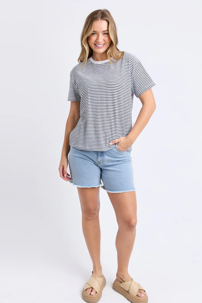 Foxwood Hutch Stripe Tee - White