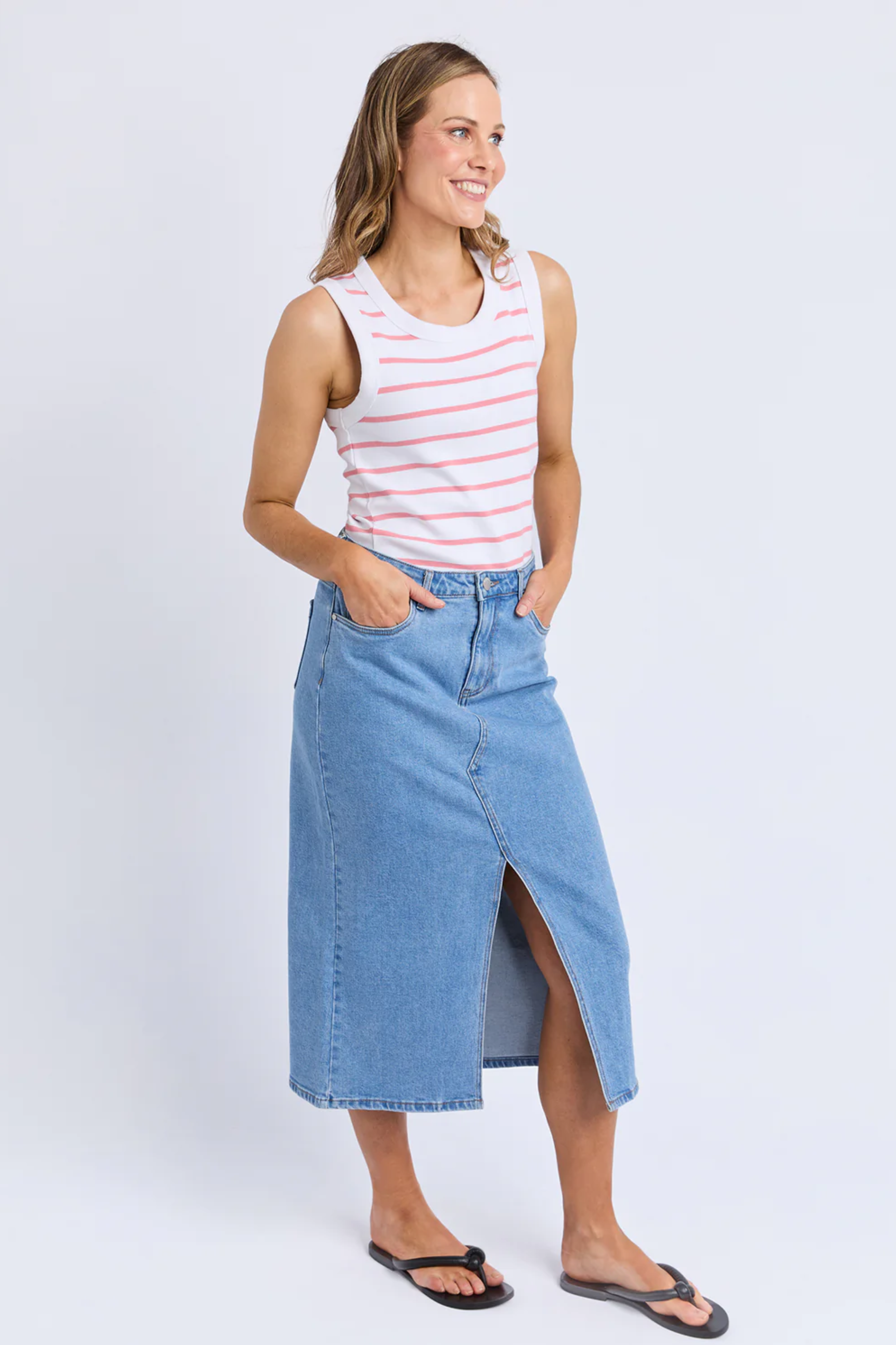 Foxwood Iris Stripe Tank - White/Rose