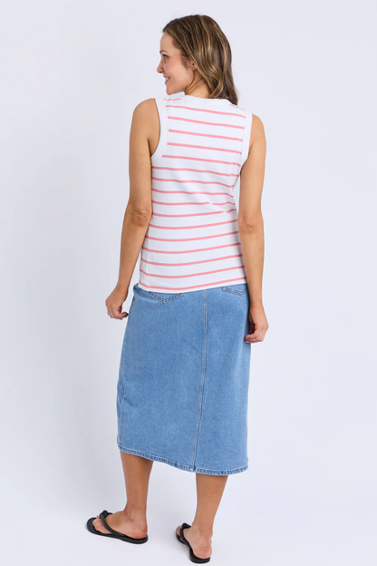 Foxwood Iris Stripe Tank - White/Rose