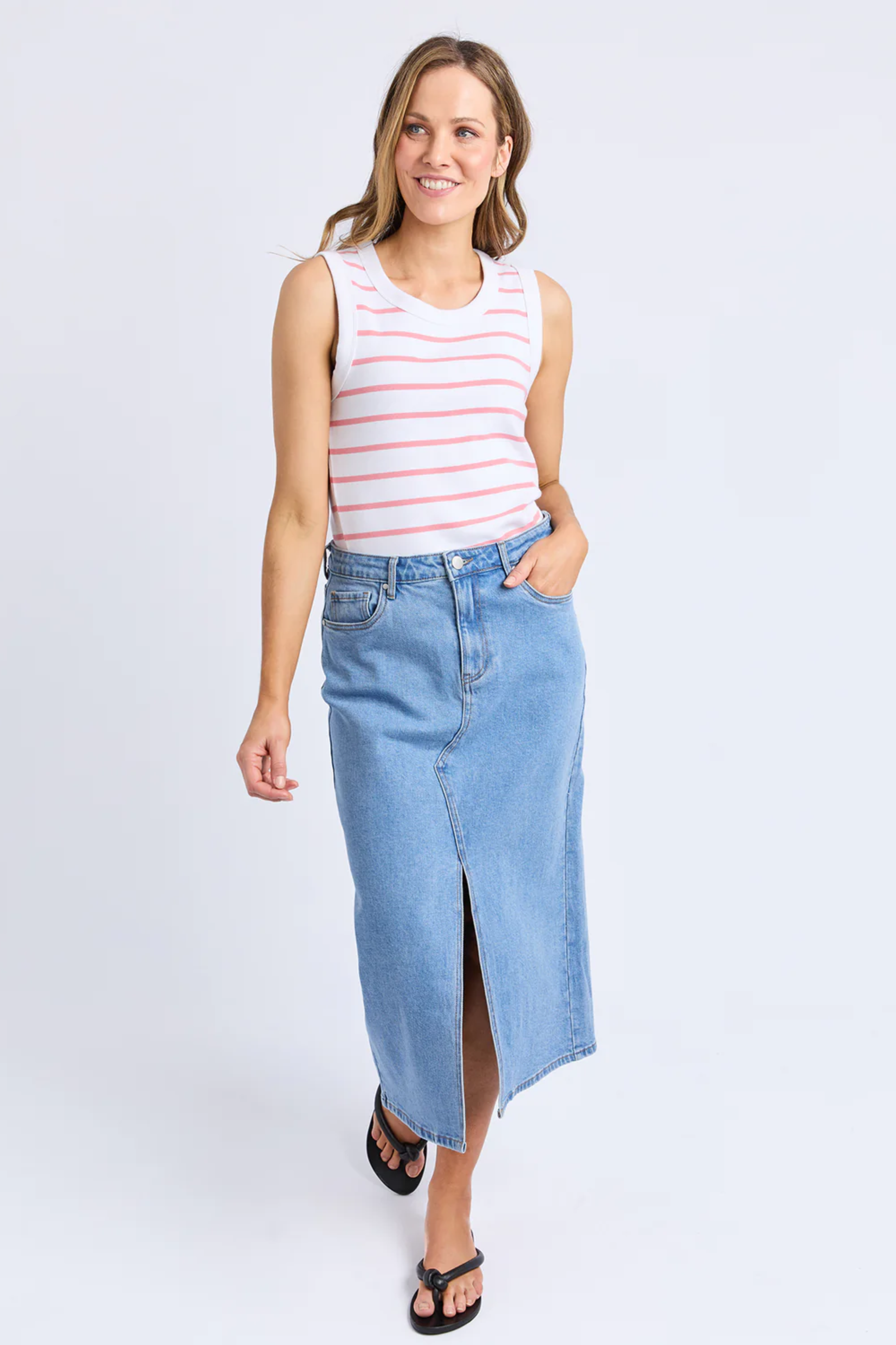 Foxwood Iris Stripe Tank - White/Rose