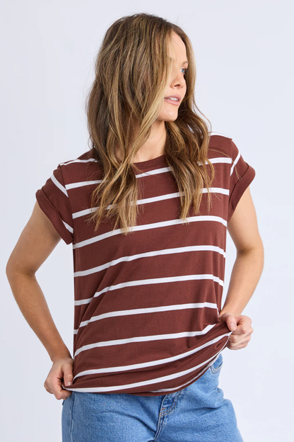 Foxwood Manly Stripe Tee - Ch/White Stripe