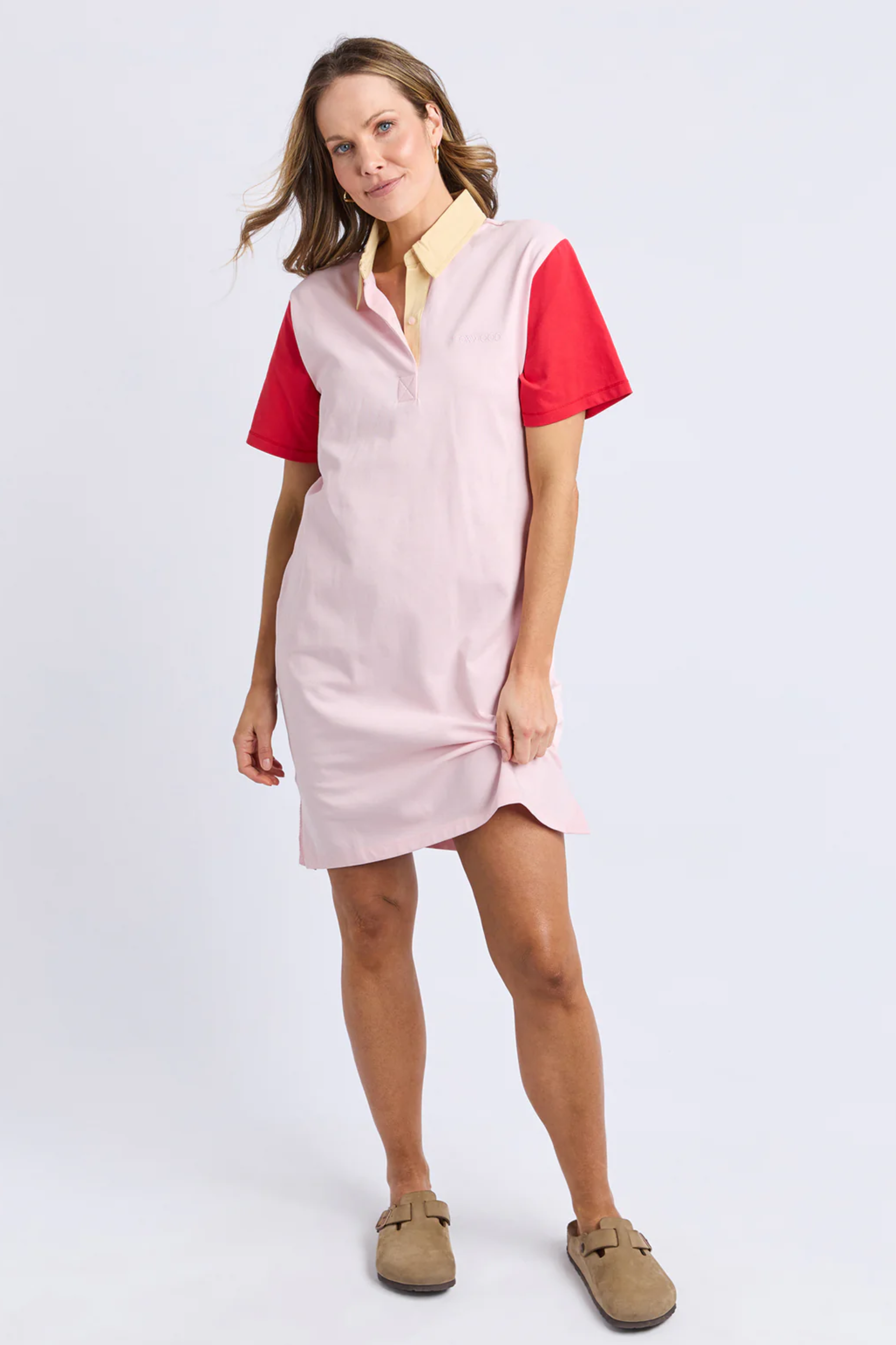 Foxwood Mixed Rugby Dress - Pale Pink