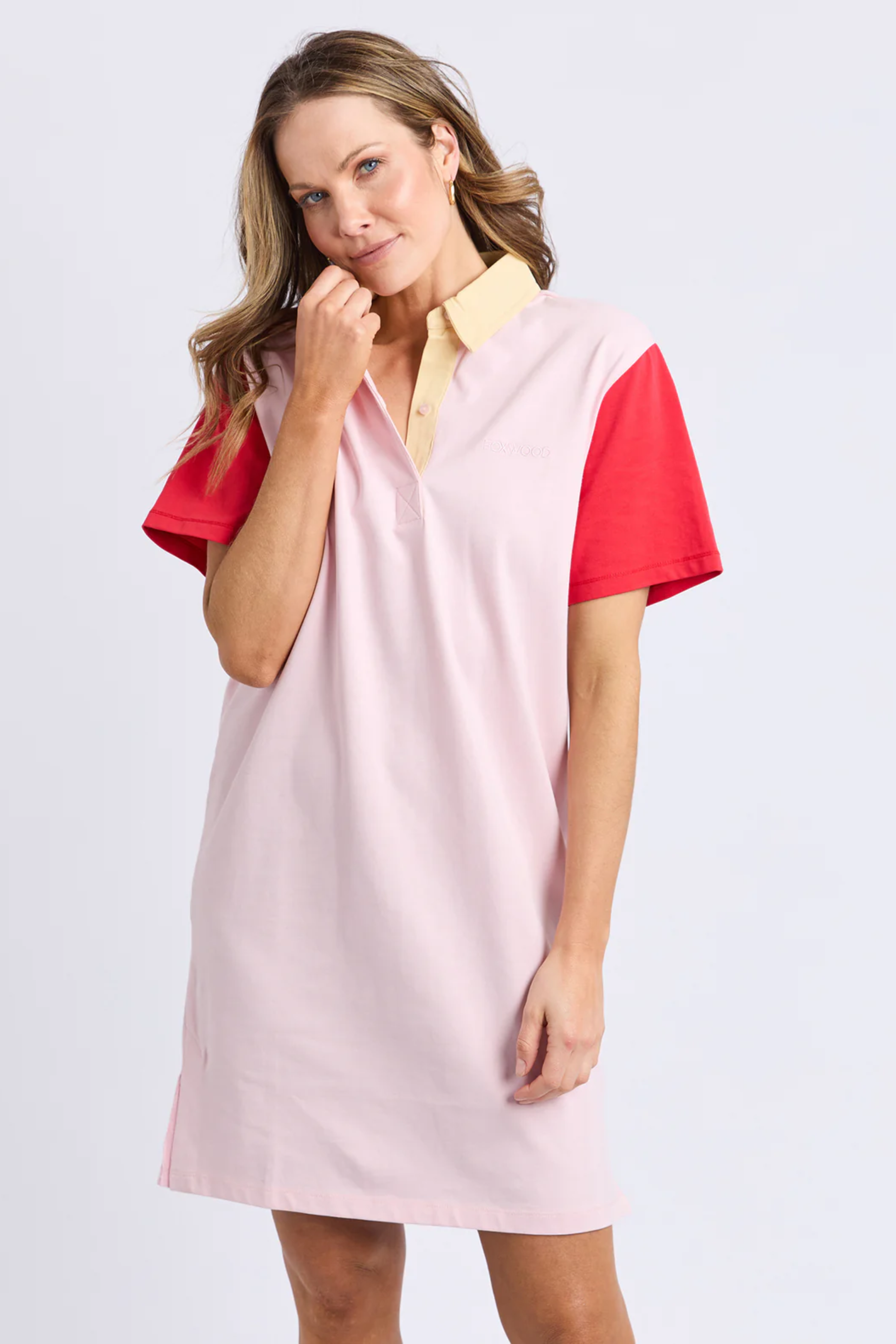 Foxwood Mixed Rugby Dress - Pale Pink