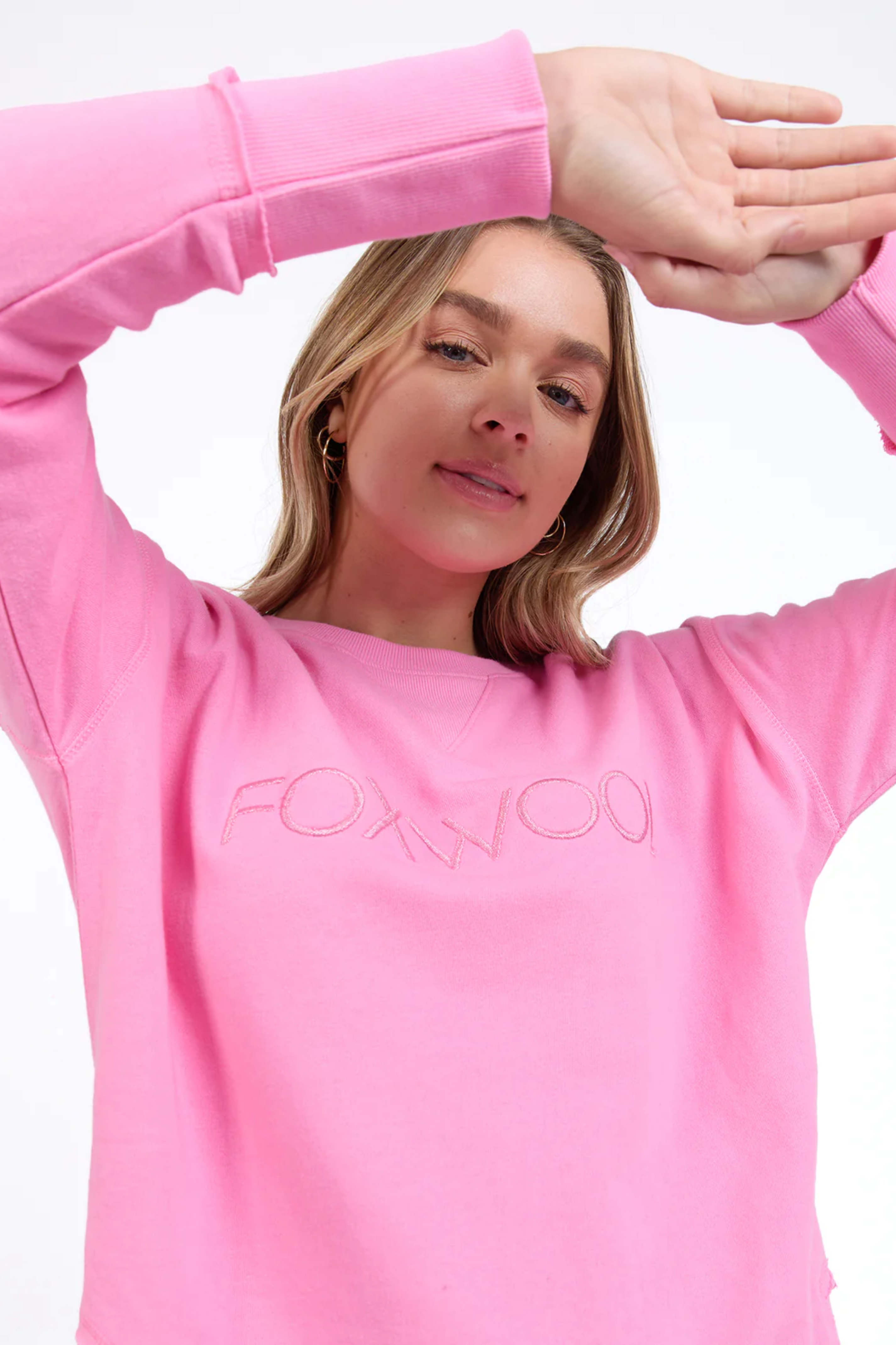 Foxwood Simplified Metallic Crew - Bubblegum Pink