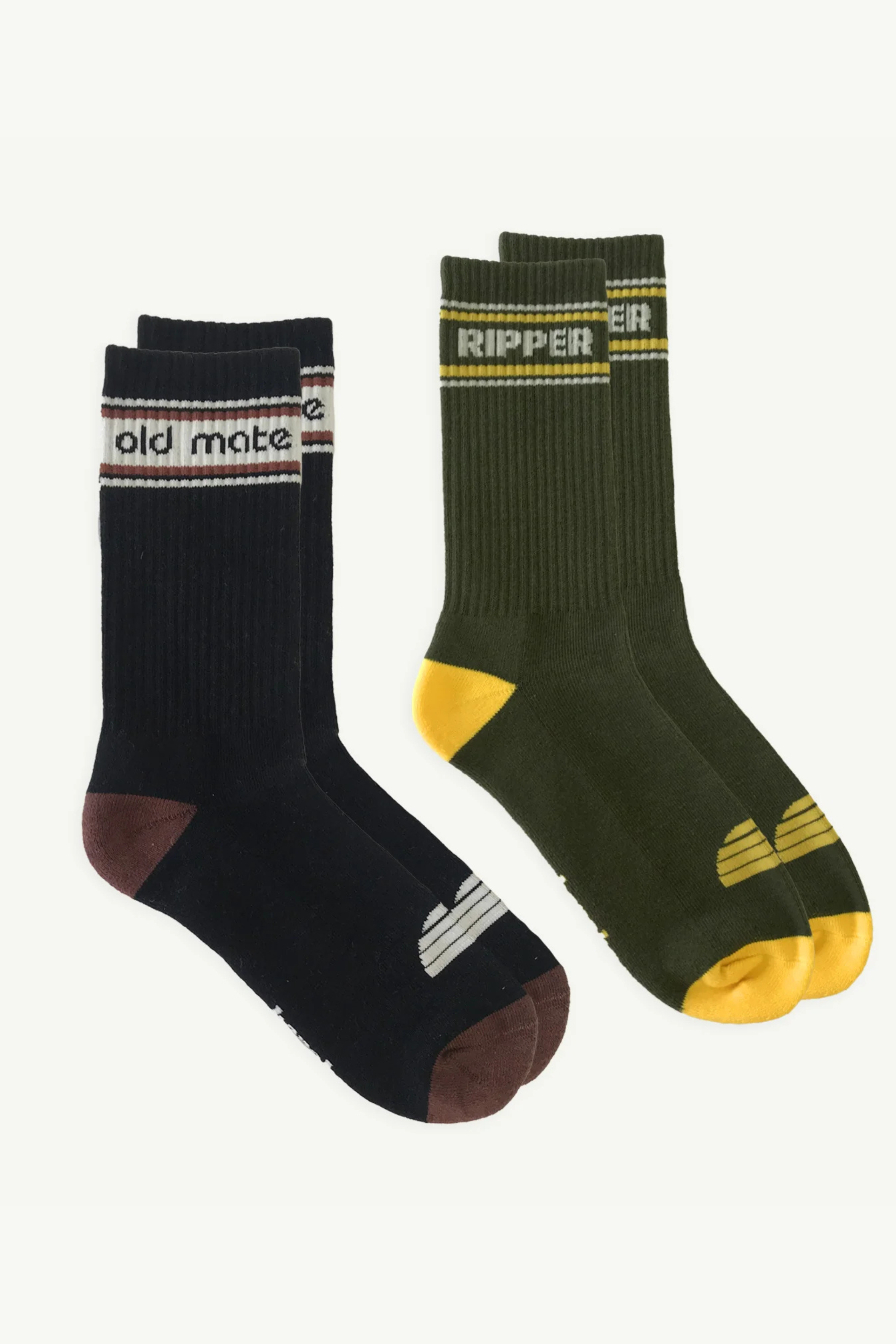 Old Mate & Ripper Mens Crew Socks - 2 Pack
