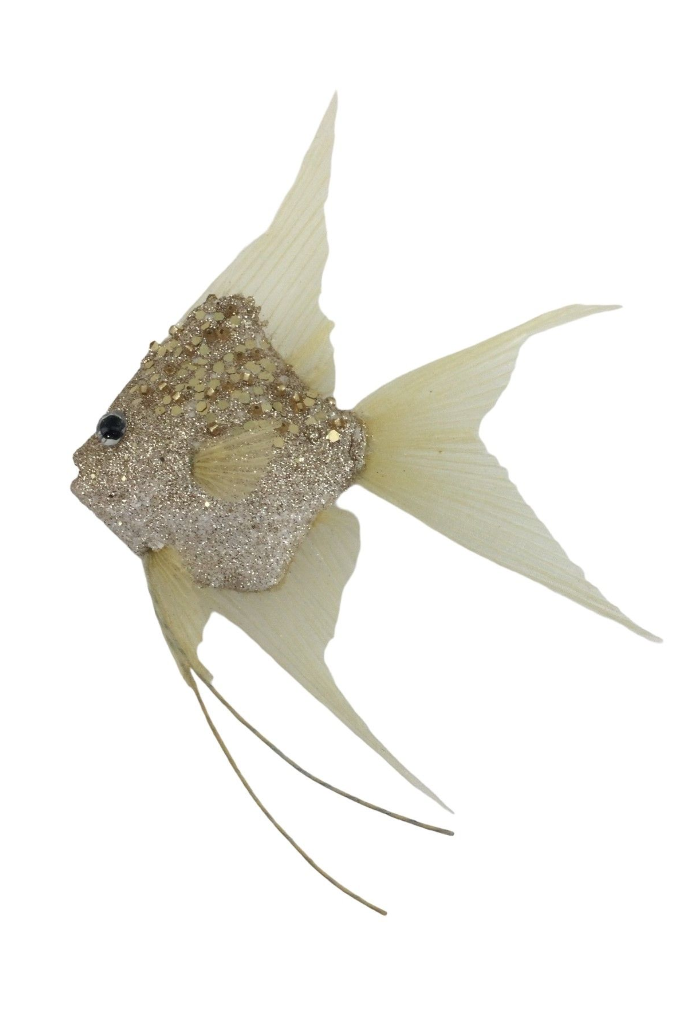 Golden Glittering Angel Fish Hanging Decoration
