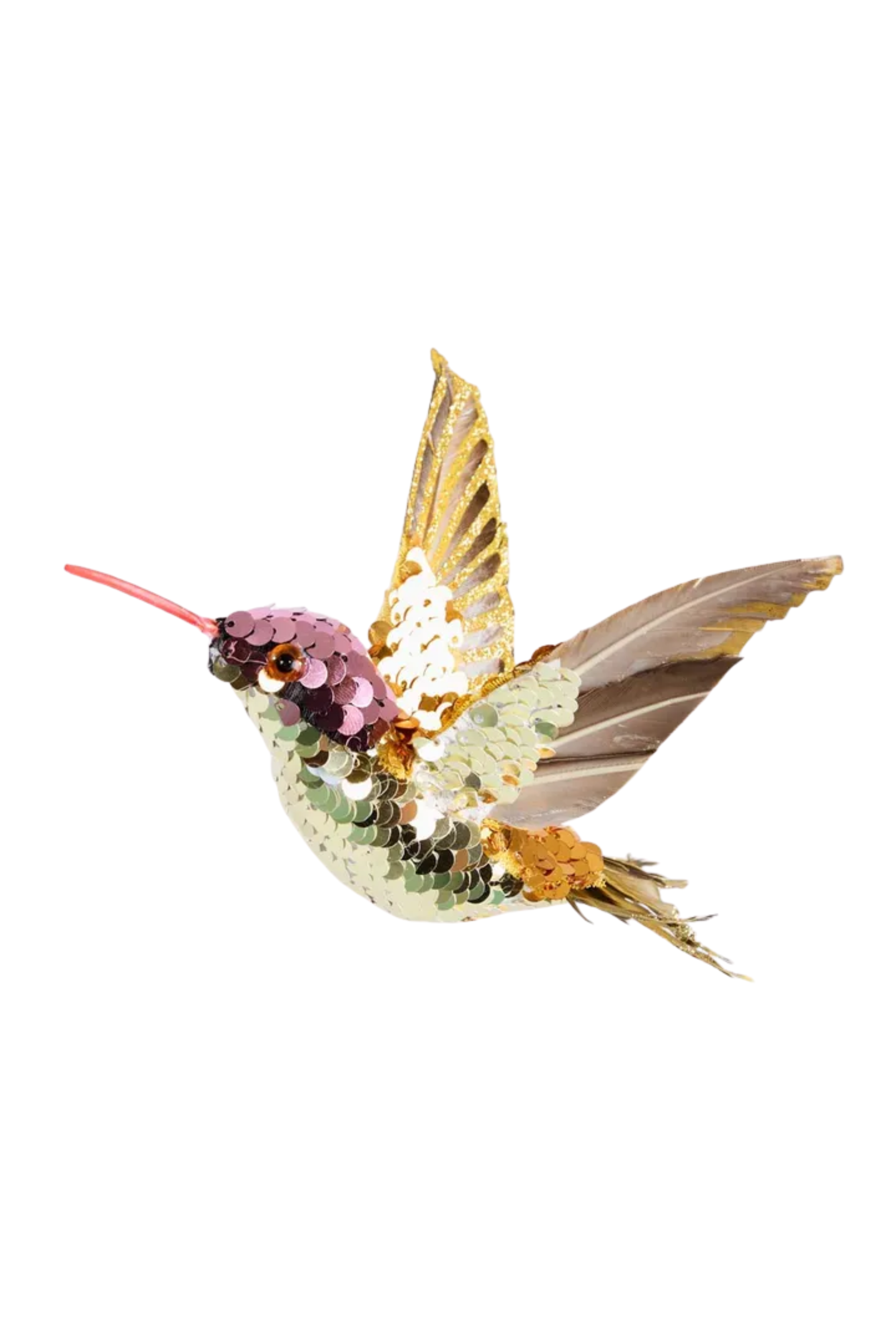 Golden Sequin Hummingbird Tree Decoration