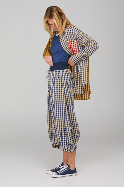 Guru Pant - Navy Gingham Seersucker