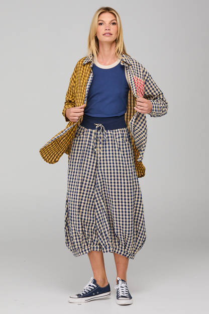 Guru Pant - Navy Gingham Seersucker
