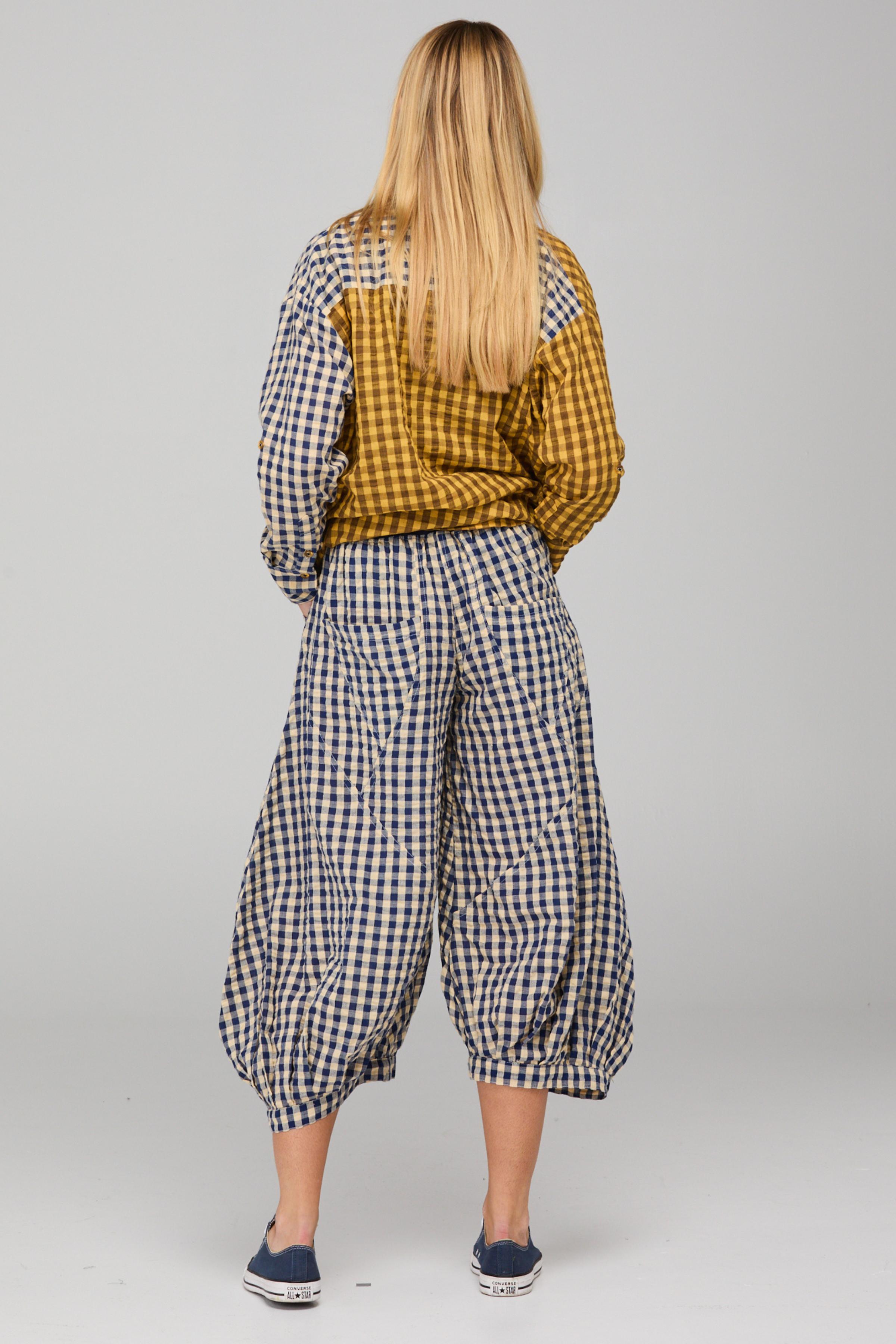 Guru Pant - Navy Gingham Seersucker